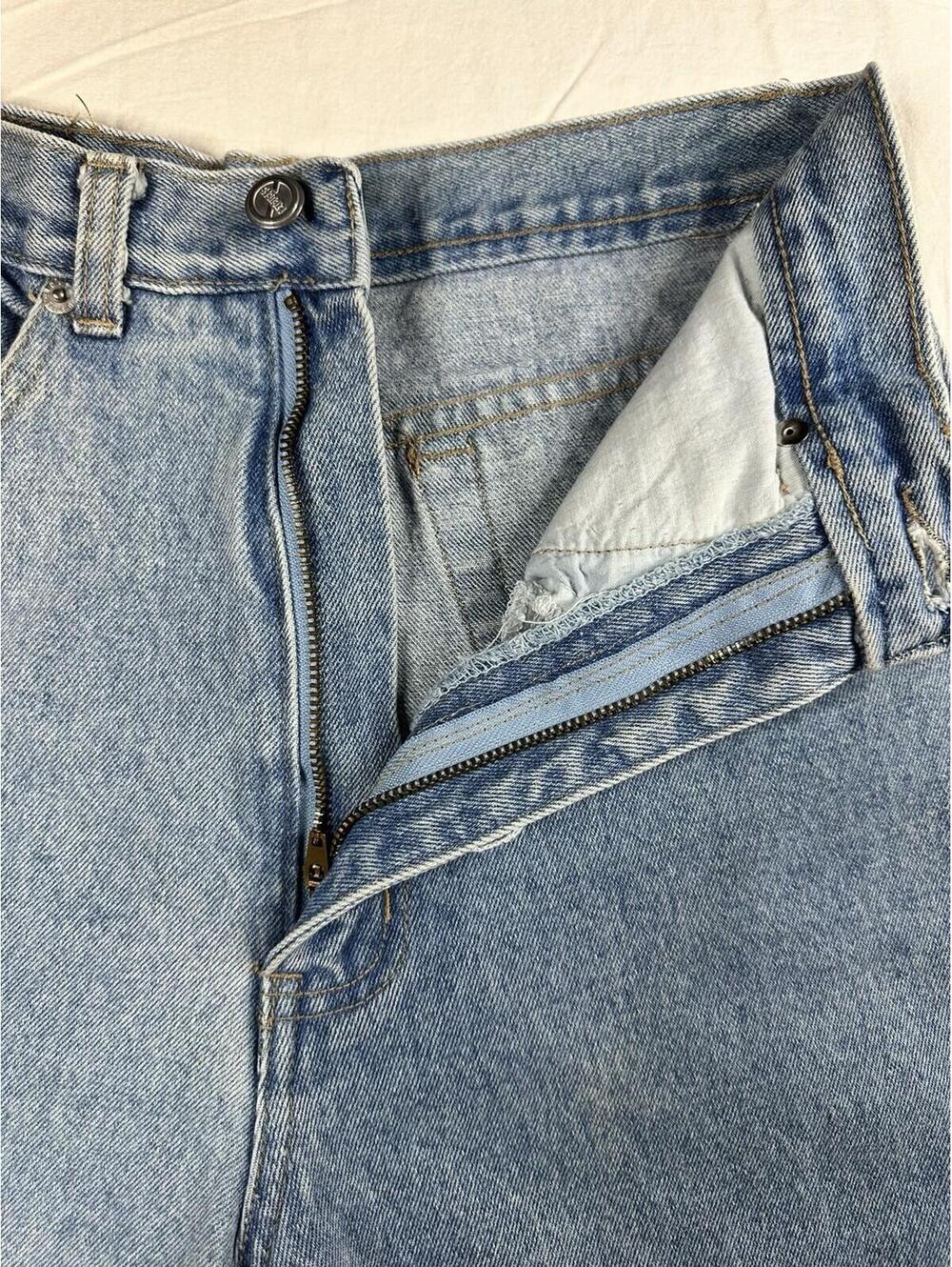 VNT 90s One World Plaid Patchwork Distressed Jeans Size 11 High Rise Straight - Picture 8 of 16